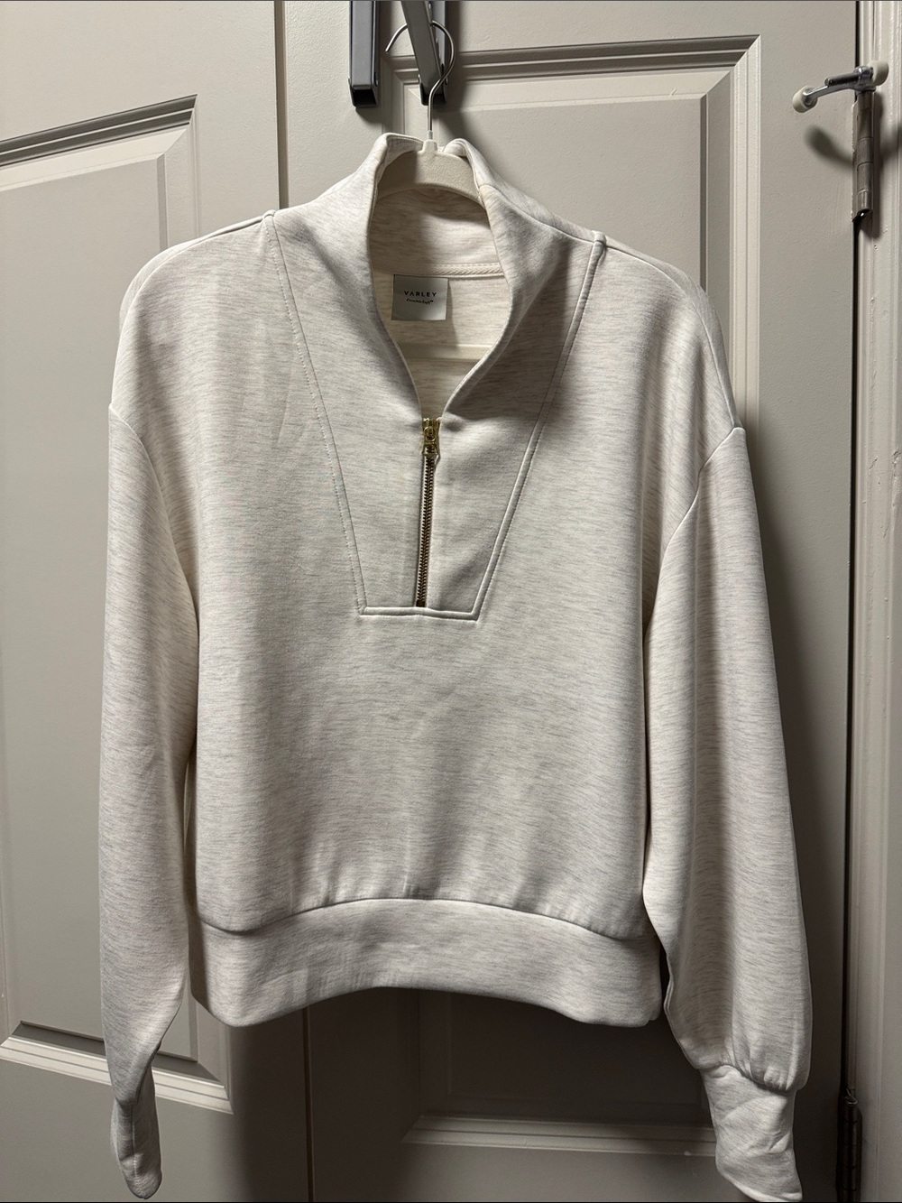 Varley Double Soft Cream Half-Zip Pullover with Gold Zipper Size Small